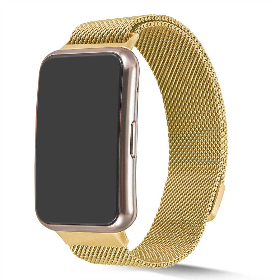 Huawei Uyumlu Watch Fit Zore KRD-01 Metal Kordon-Gold