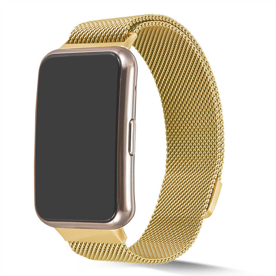Huawei Uyumlu Watch Fit Zore KRD-01 Metal Kordon-Gold