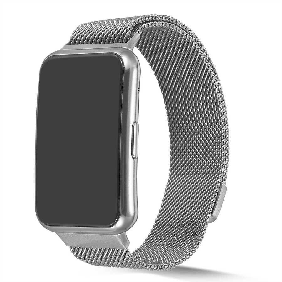 Huawei Uyumlu Watch Fit Zore KRD-01 Metal Kordon-Gümüş