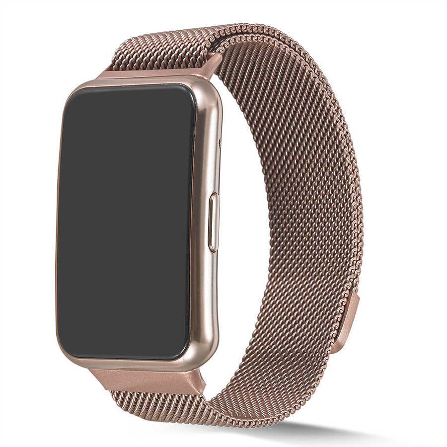 Huawei Uyumlu Watch Fit Zore KRD-01 Metal Kordon-Rose gold