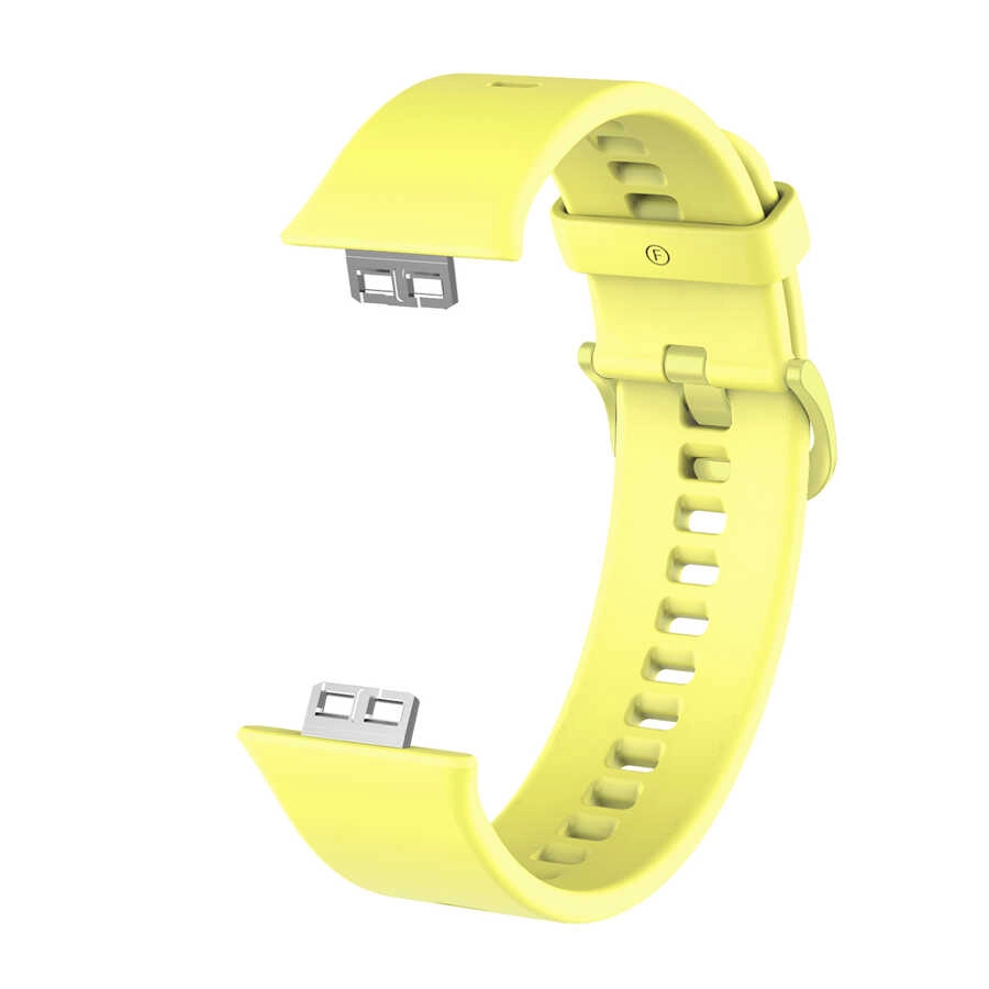 Huawei Uyumlu Watch Fit KRD-43 Silikon Kordon-Sarı