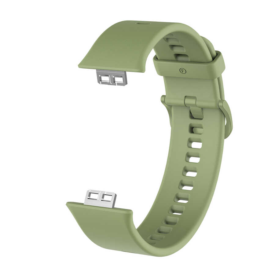 Huawei Uyumlu Watch Fit KRD-43 Silikon Kordon-Açık yeşil