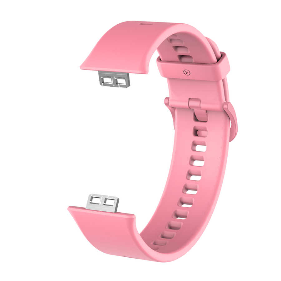 Huawei Uyumlu Watch Fit KRD-43 Silikon Kordon-Pembe