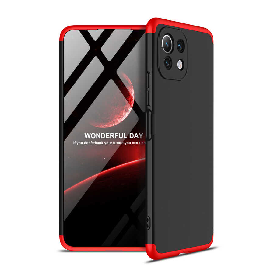 Xiaomi Uyumlu  Mi 11 Lite Kılıf Zore Ays Kapak-Siyah-kırmızı