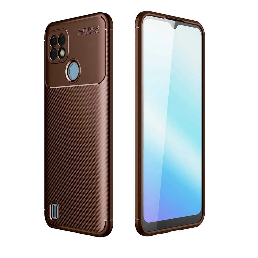 Realme C21 Kılıf Zore Negro Silikon Kapak-Kahverengi
