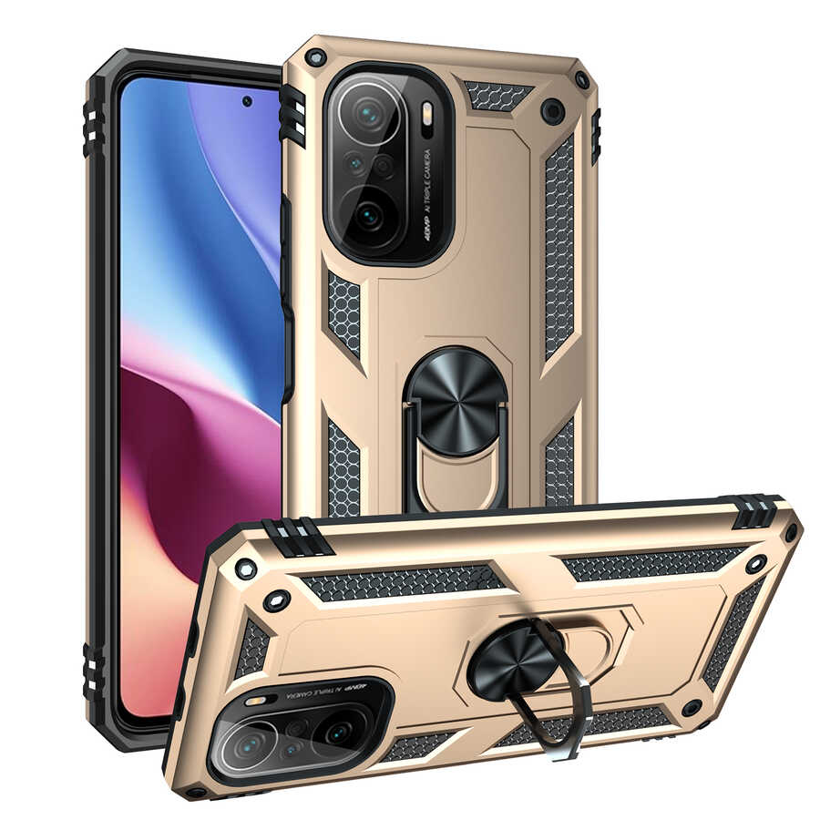 Xiaomi Uyumlu  Mi 11İ Kılıf Zore Vega Kapak-Gold