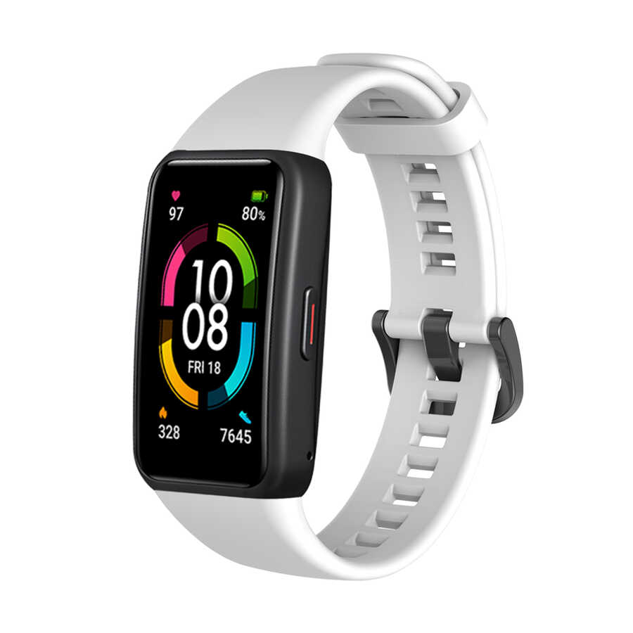 Huawei Uyumlu Band 6 Zore KRD-47 Silikon Kordon-Beyaz