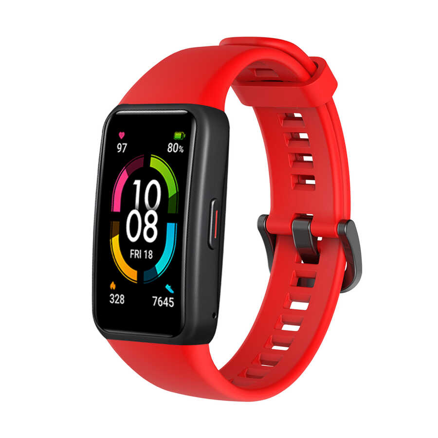 Huawei Uyumlu Band 6 Zore KRD-47 Silikon Kordon-Kırmızı