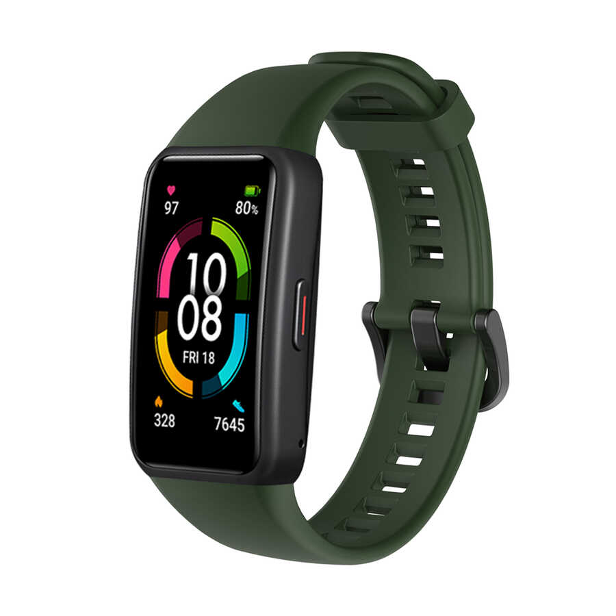 Huawei Uyumlu Band 6 Zore KRD-47 Silikon Kordon-Koyu yeşil