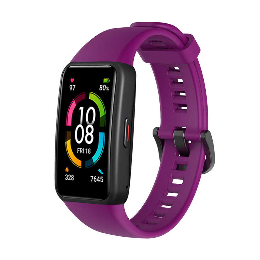 Huawei Uyumlu Band 6 Zore KRD-47 Silikon Kordon-Mürdüm