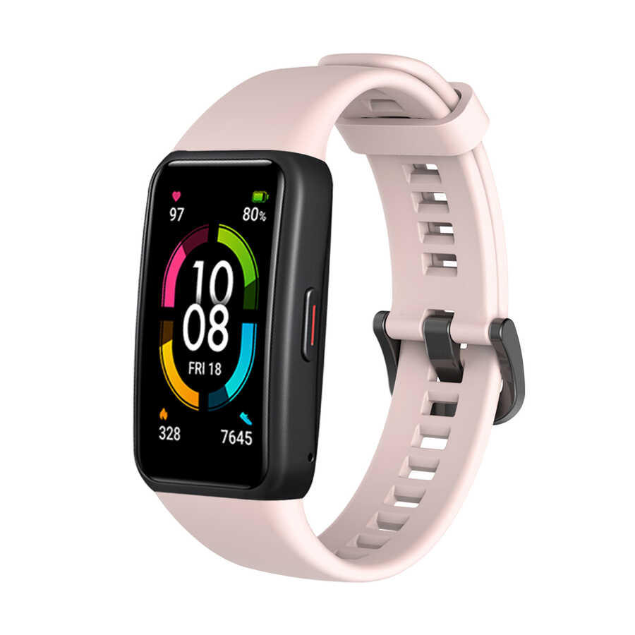 Huawei Uyumlu Band 6 Zore KRD-47 Silikon Kordon-Pembe açık