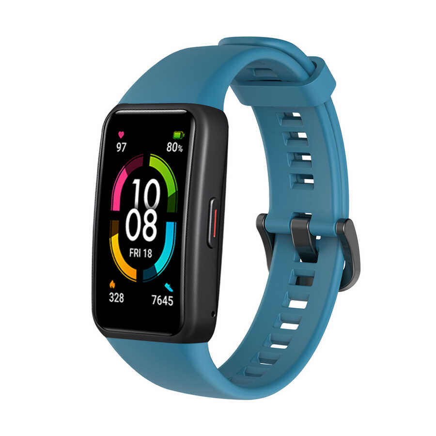 Huawei Uyumlu Band 6 Zore KRD-47 Silikon Kordon-Petrol mavi