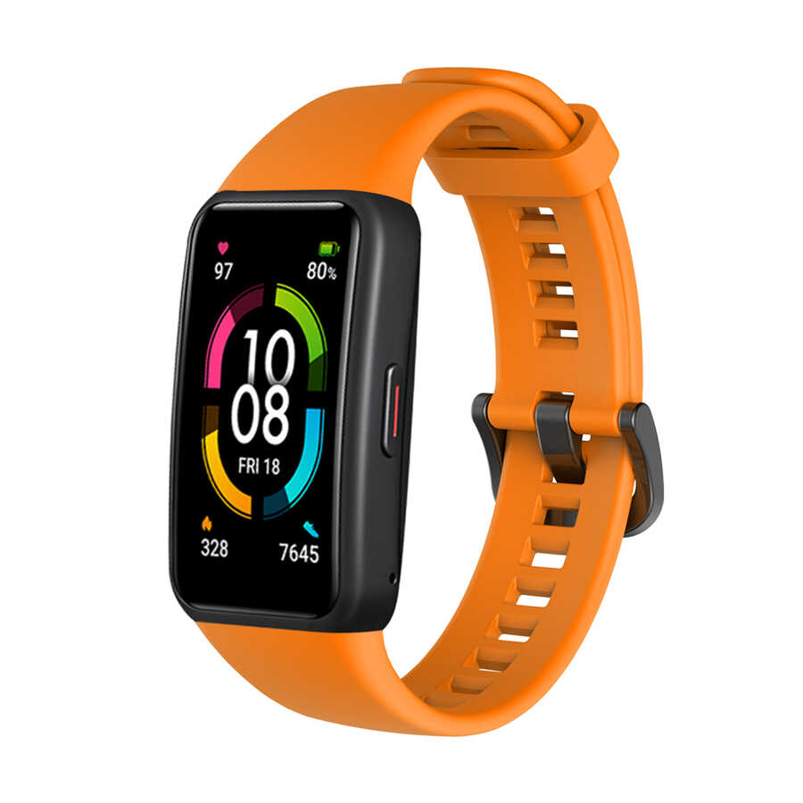Huawei Uyumlu Band 6 Zore KRD-47 Silikon Kordon-Turuncu