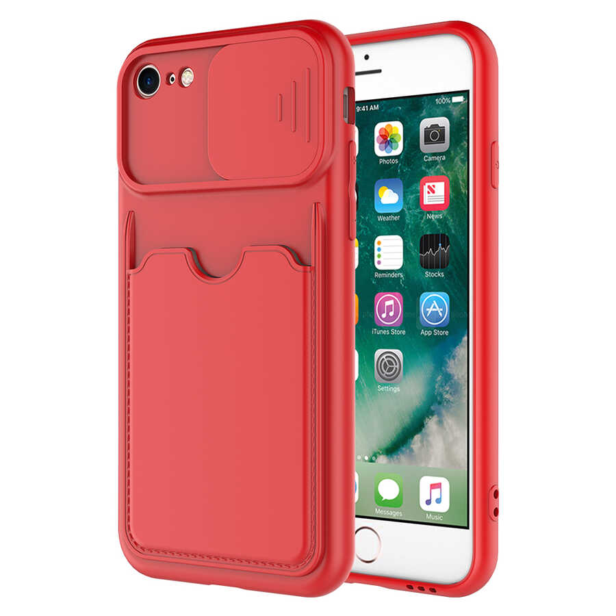 iPhone Uyumlu 7 Kılıf ​Zore Kartix Kapak-Kırmızı