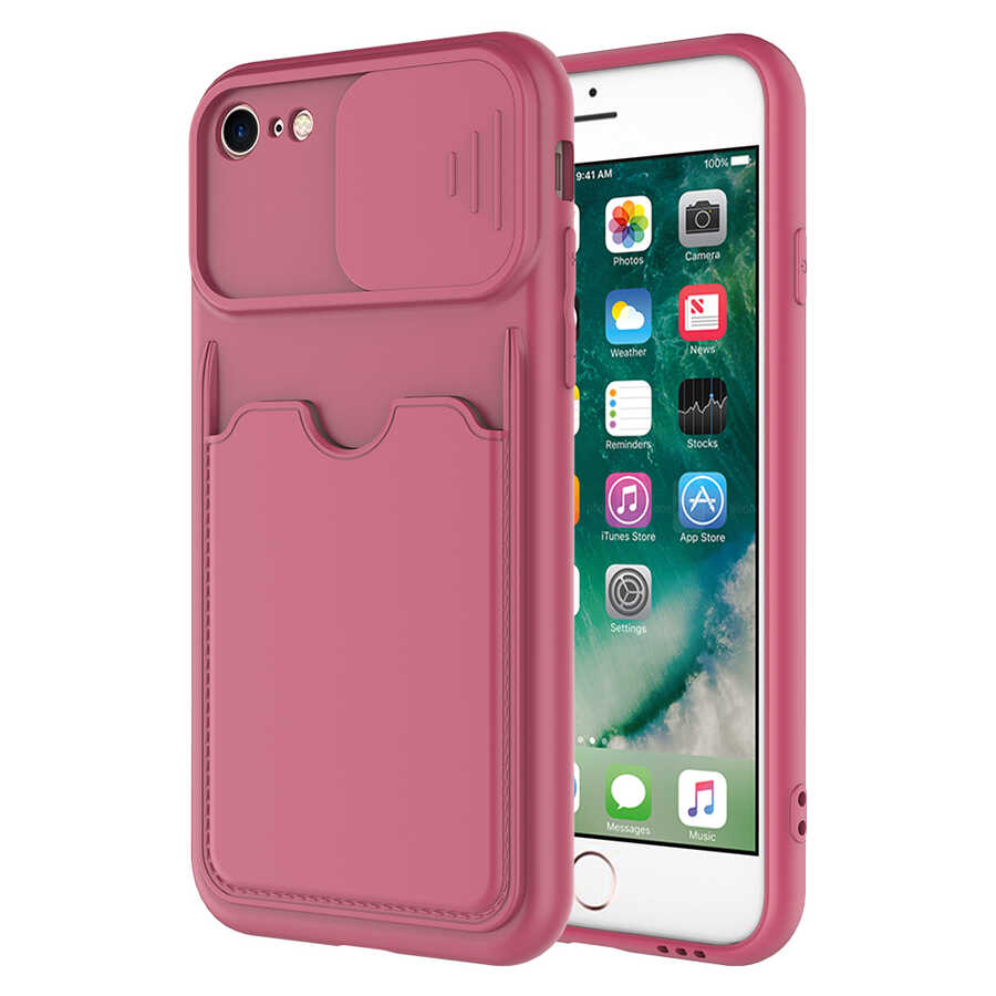iPhone Uyumlu 7 Kılıf ​Zore Kartix Kapak-Koyu mor
