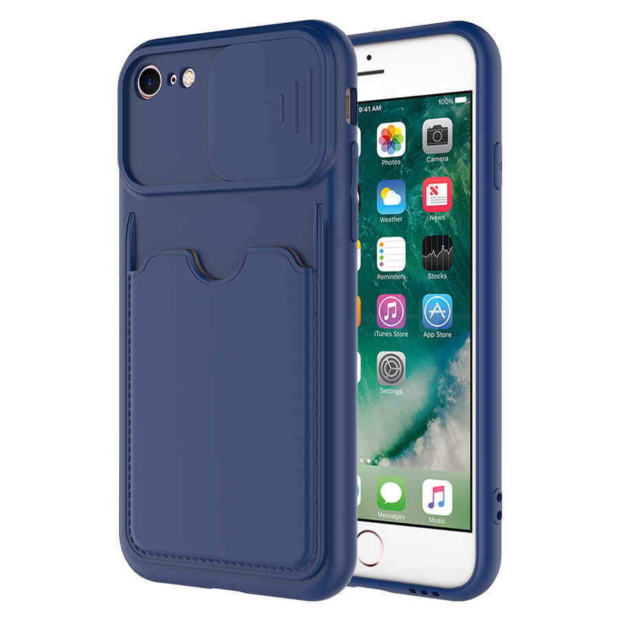 iPhone Uyumlu 8 Kılıf ​Zore Kartix Kapak-Lacivert