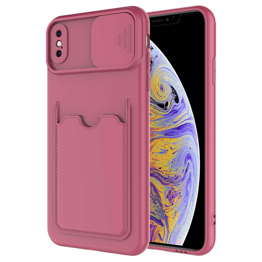 iPhone Uyumlu X Kılıf ​Zore Kartix Kapak-Koyu mor