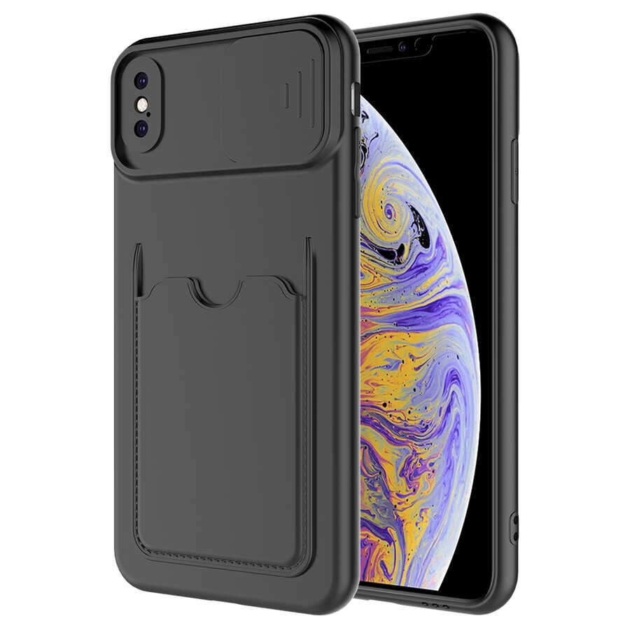 iPhone Uyumlu XS 5.8 Kılıf ​Zore Kartix Kapak-Siyah