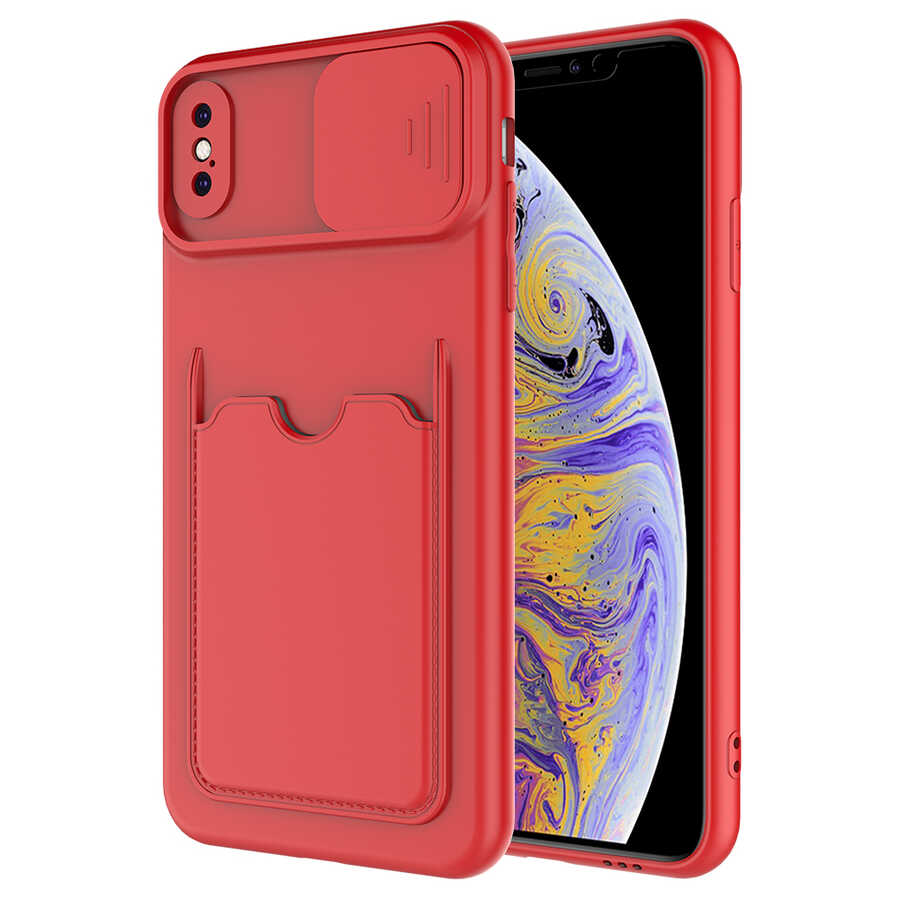 iPhone Uyumlu XS 5.8 Kılıf ​Zore Kartix Kapak-Kırmızı