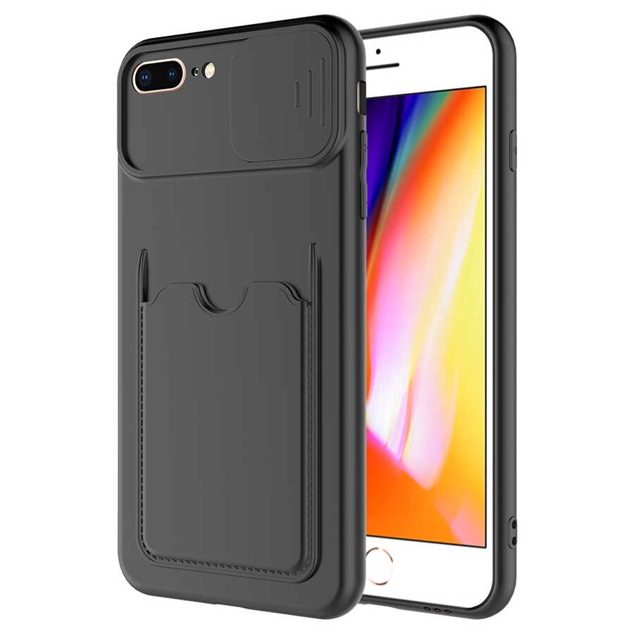 iPhone Uyumlu 7 Plus Kılıf ​Zore Kartix Kapak-Siyah