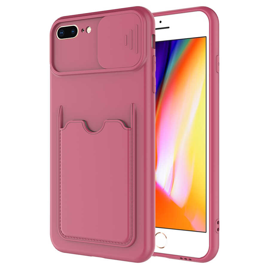 iPhone Uyumlu 7 Plus Kılıf ​Zore Kartix Kapak-Koyu mor