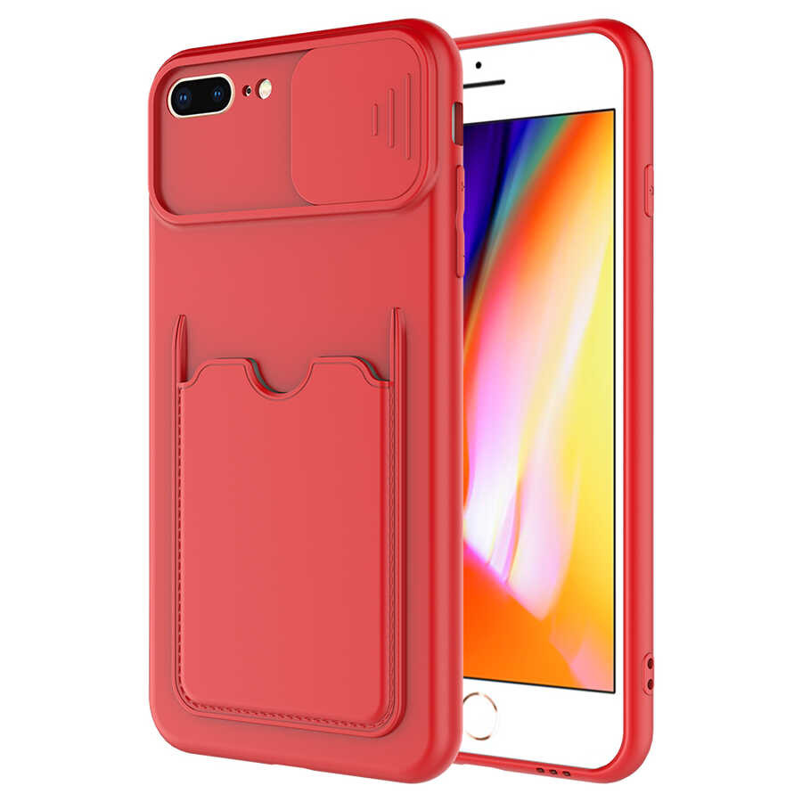 iPhone Uyumlu 8 Plus Kılıf ​Zore Kartix Kapak-Kırmızı