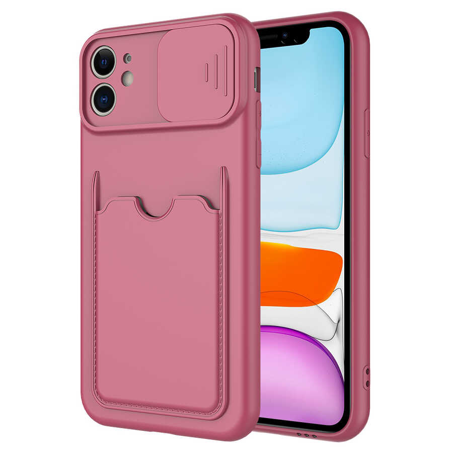 iPhone Uyumlu 11 Kılıf ​Zore Kartix Kapak-Koyu mor