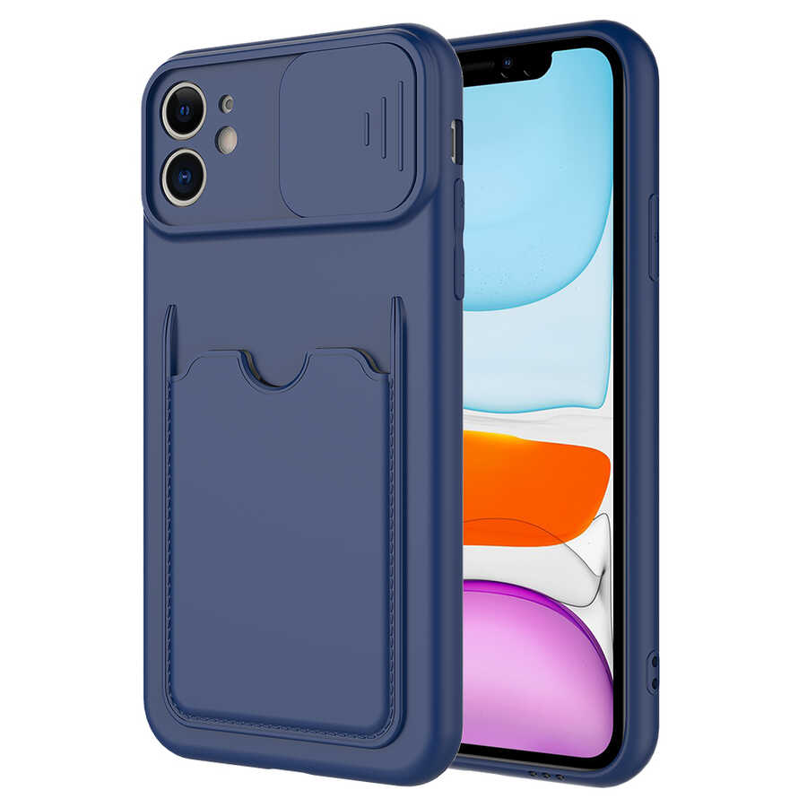 iPhone Uyumlu 11 Kılıf ​Zore Kartix Kapak-Lacivert