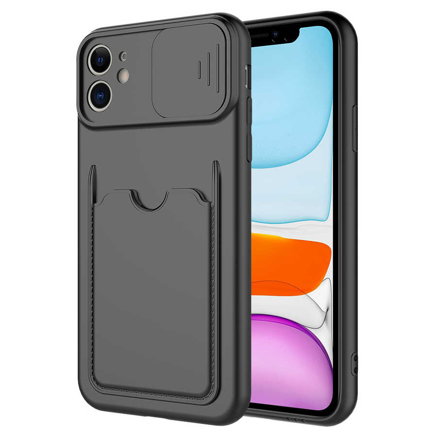 iPhone Uyumlu 11 Kılıf ​Zore Kartix Kapak-Siyah