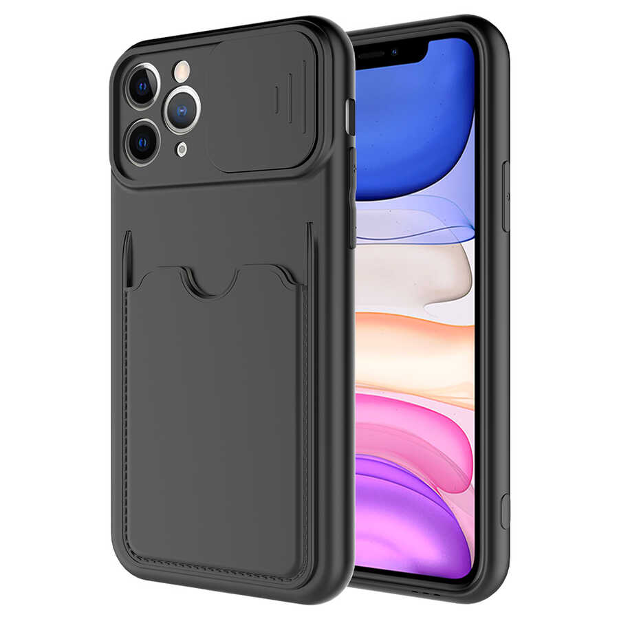 iPhone Uyumlu 11 Pro Kılıf ​Zore Kartix Kapak-Siyah