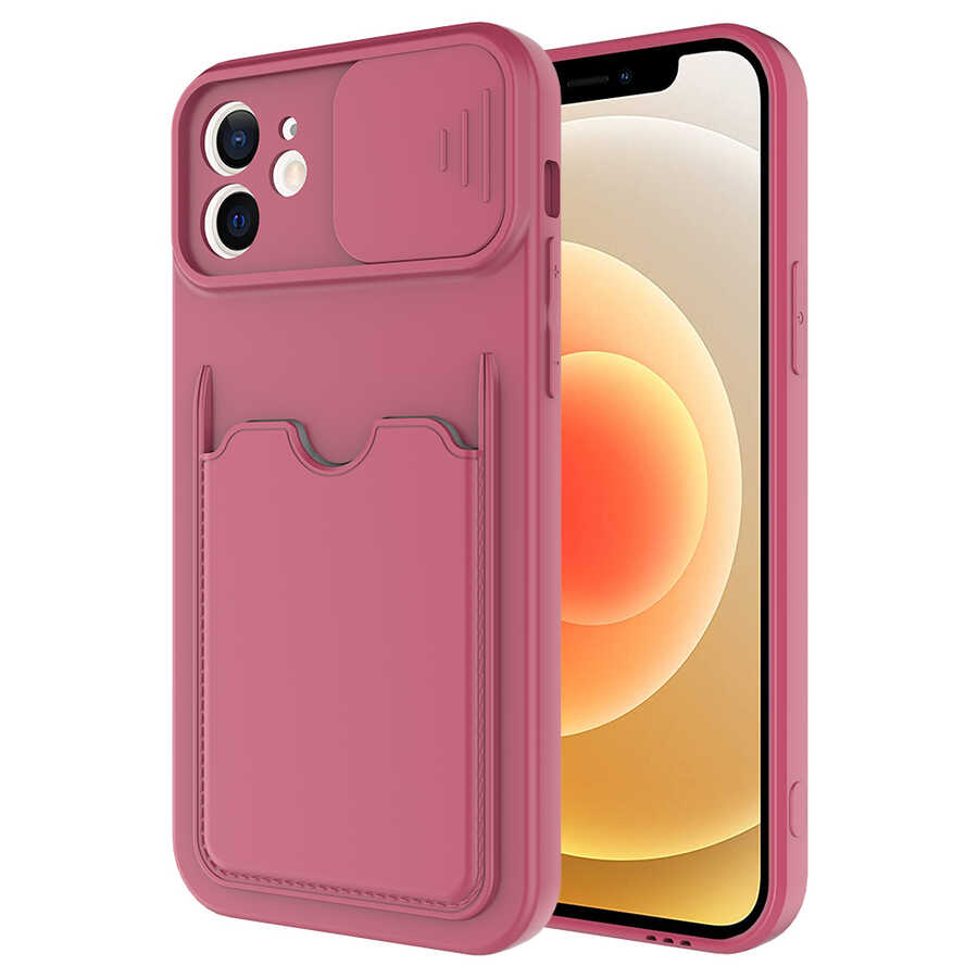 iPhone Uyumlu 12 Kılıf ​Zore Kartix Kapak-Koyu mor