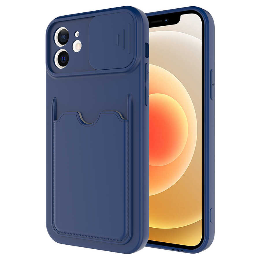 iPhone Uyumlu 12 Kılıf ​Zore Kartix Kapak-Lacivert