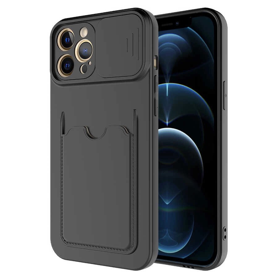 iPhone Uyumlu 12 Pro Kılıf ​Zore Kartix Kapak-Siyah