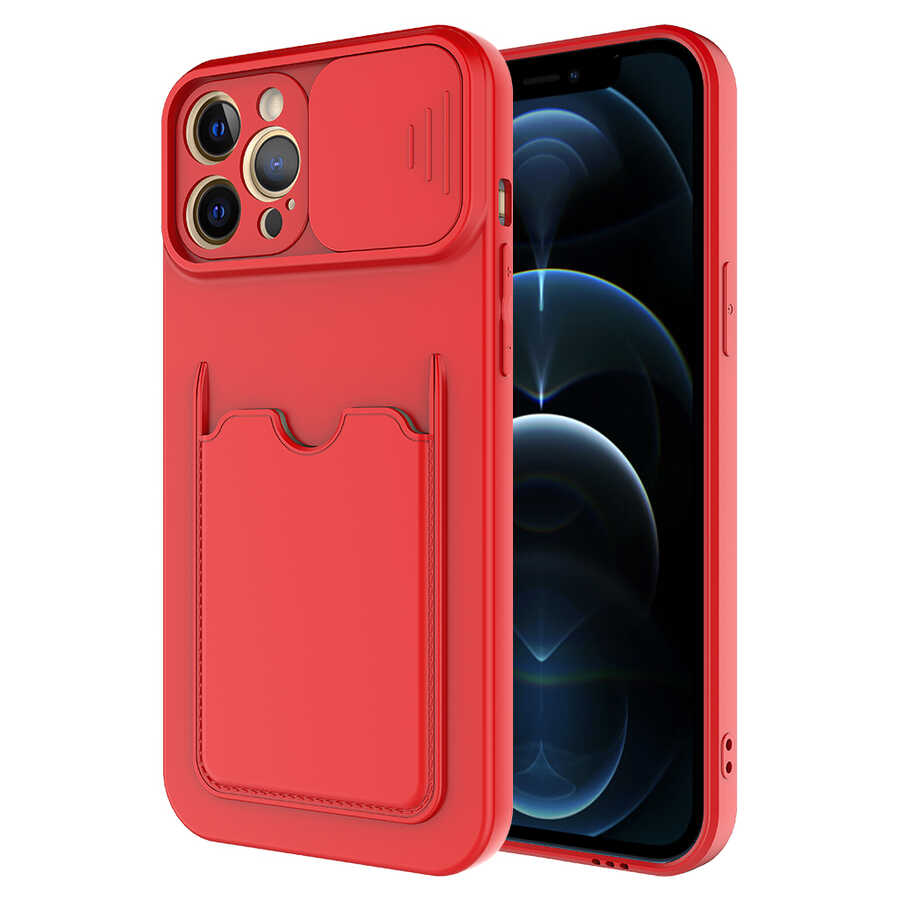 iPhone Uyumlu 12 Pro Kılıf ​Zore Kartix Kapak-Kırmızı