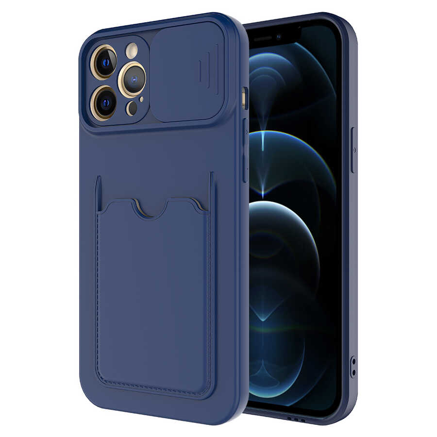iPhone Uyumlu 12 Pro Kılıf ​Zore Kartix Kapak-Lacivert