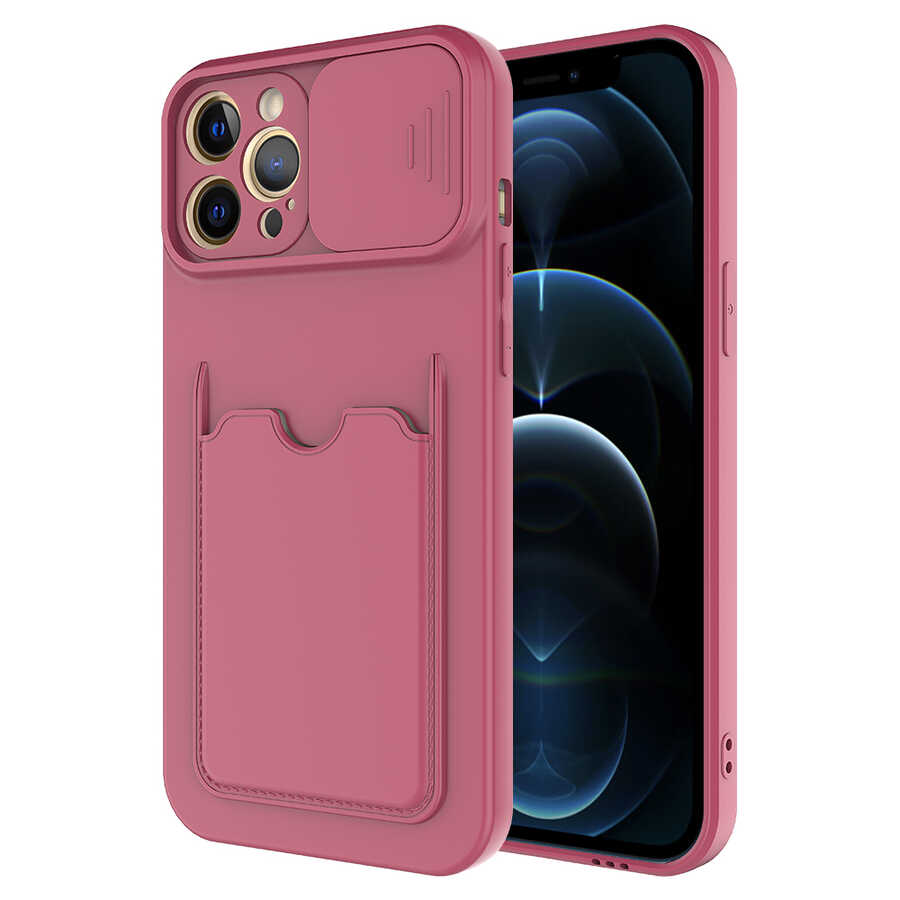 iPhone Uyumlu 12 Pro Max Kılıf ​Zore Kartix Kapak-Koyu mor