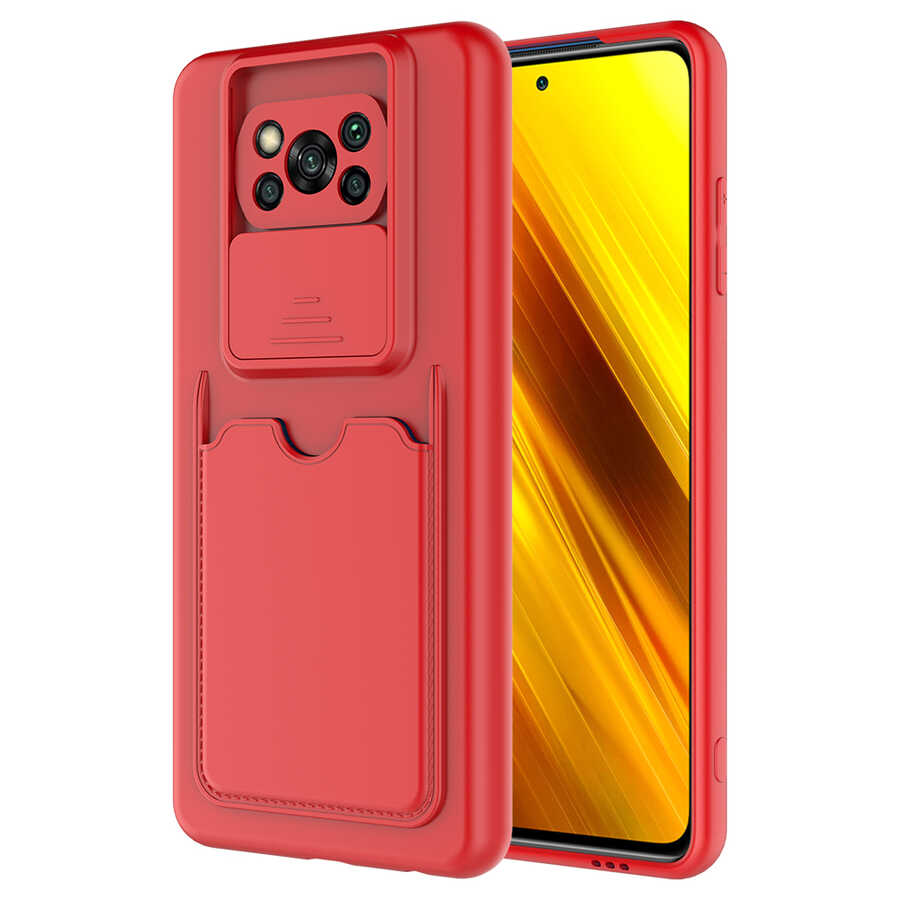 Xiaomi Uyumlu  Poco X3 Kılıf ​Zore Kartix Kapak-Kırmızı