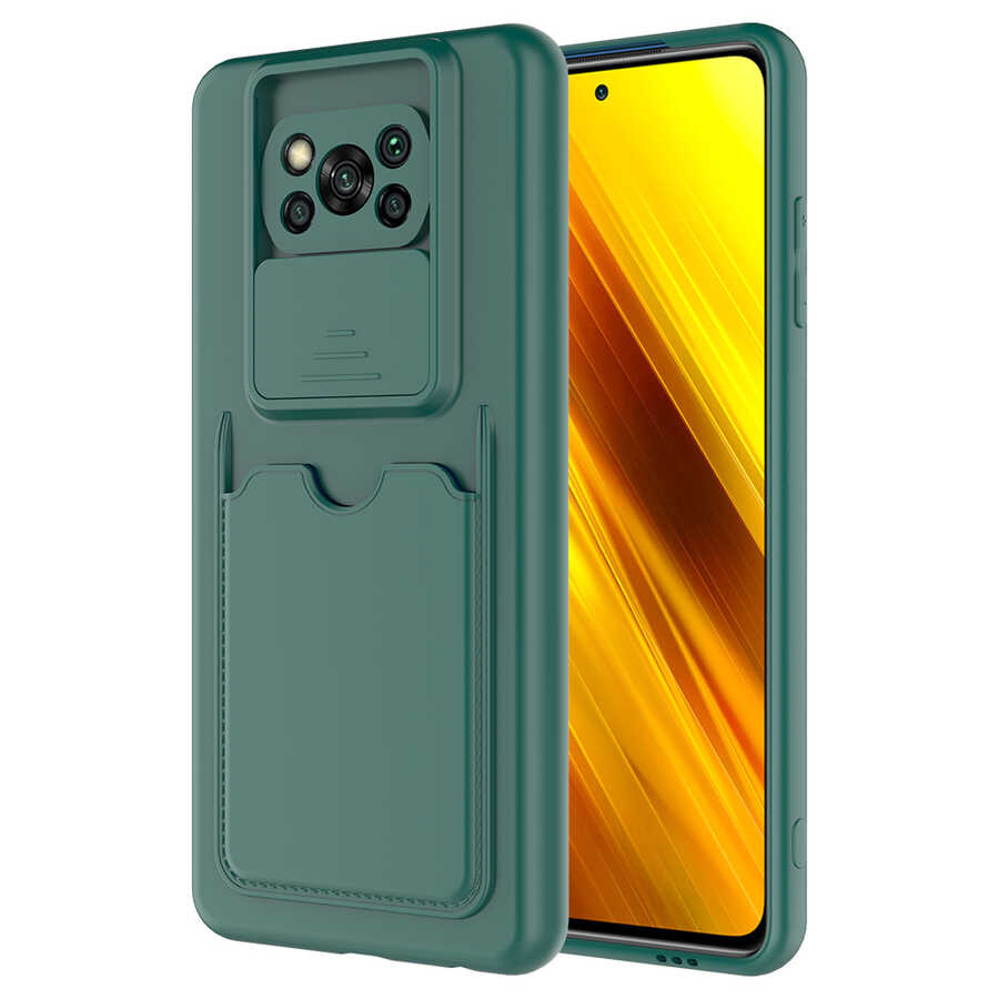 Xiaomi Uyumlu  Poco X3 Kılıf ​Zore Kartix Kapak-Koyu yeşil