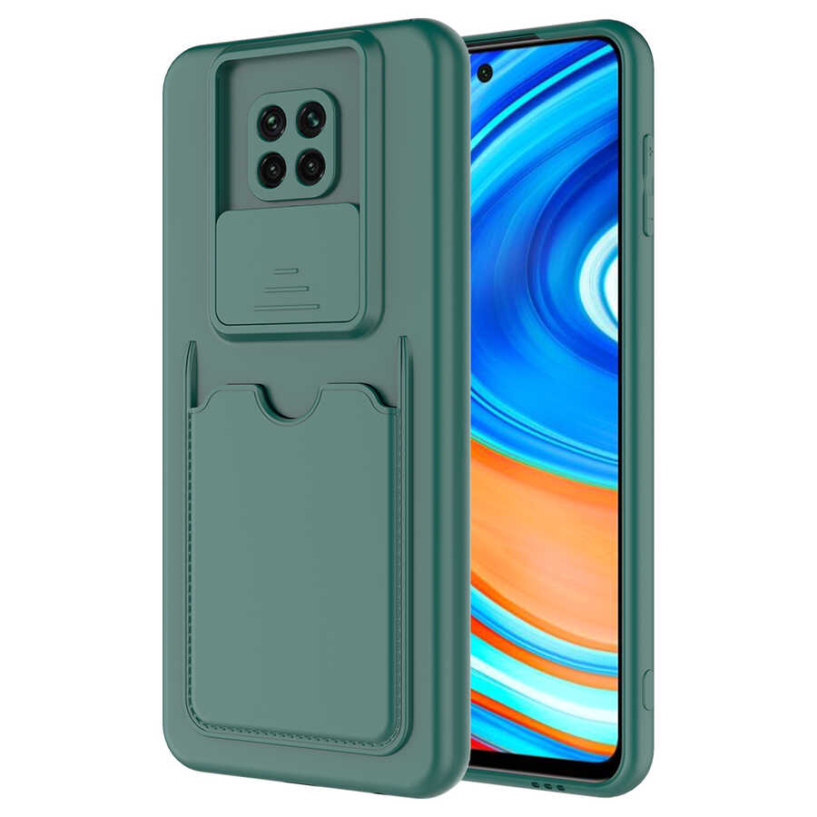 Xiaomi Uyumlu  Redmi Note 9 Pro Kılıf ​Zore Kartix Kapak-Koyu yeşil