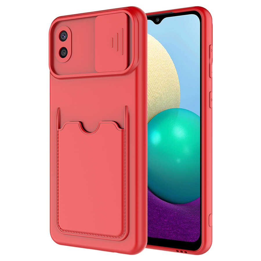 Galaxy Uyumlu A02 Kılıf ​Zore Kartix Kapak-Kırmızı