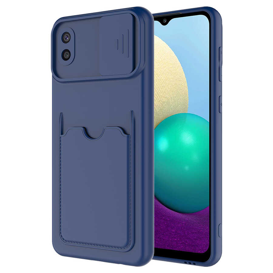Galaxy Uyumlu A02 Kılıf ​Zore Kartix Kapak-Lacivert