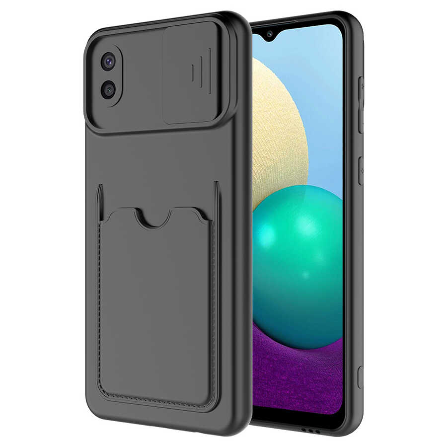 Galaxy Uyumlu A02 Kılıf ​Zore Kartix Kapak-Siyah