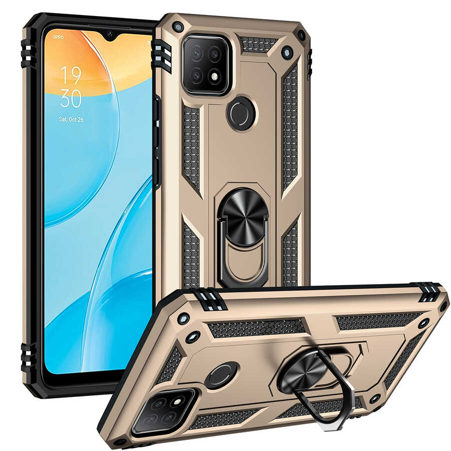 Oppo A15S Kılıf Zore Vega Kapak-Gold