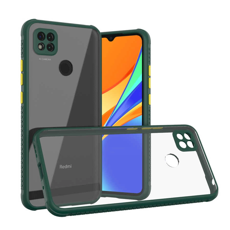 Xiaomi Uyumlu  Redmi 9C Kılıf ​​Zore Kaff Kapak-Koyu yeşil