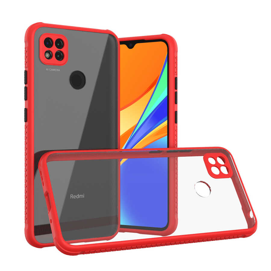 Xiaomi Uyumlu  Redmi 9C Kılıf ​​Zore Kaff Kapak-Kırmızı