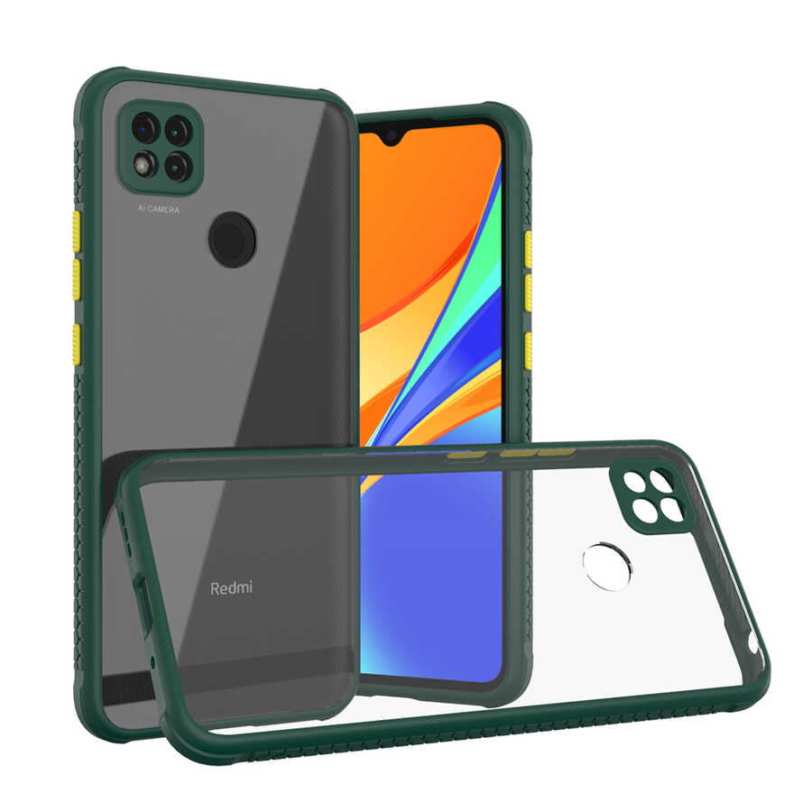 Xiaomi Uyumlu  Redmi 9C Kılıf ​​Zore Kaff Kapak-Koyu yeşil