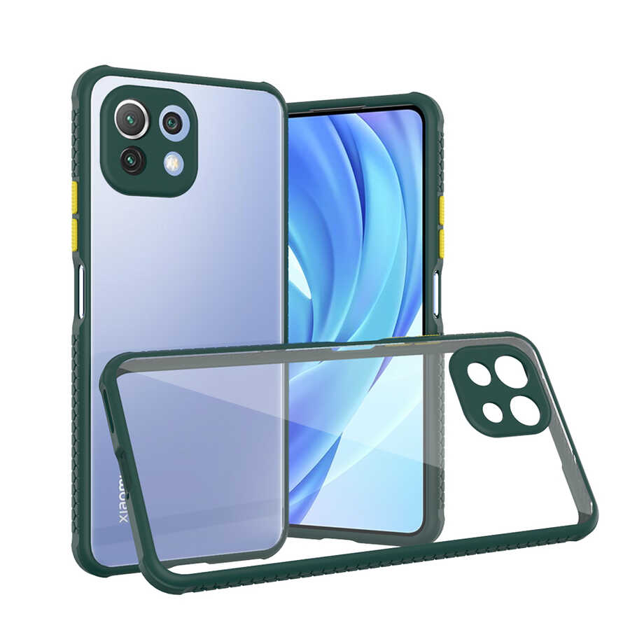 Xiaomi Uyumlu  Mi 11 Lite Kılıf ​​Zore Kaff Kapak-Koyu yeşil