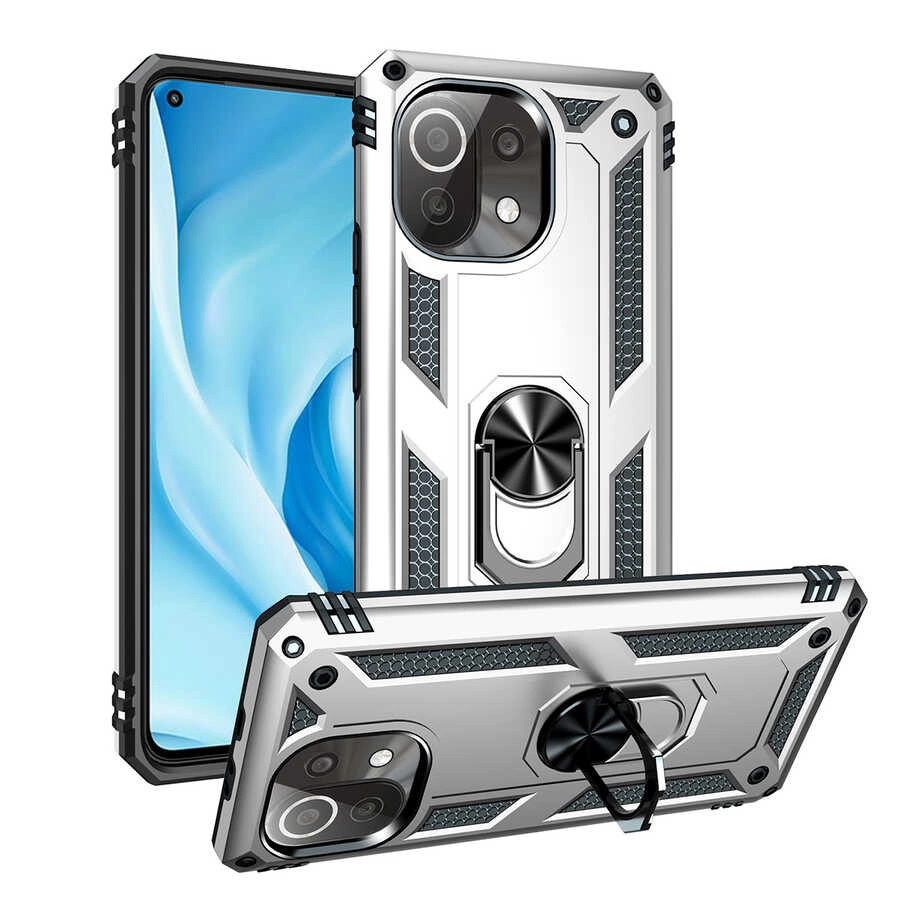 Xiaomi Uyumlu  Mi 11 Lite Kılıf Zore Vega Kapak-Gri