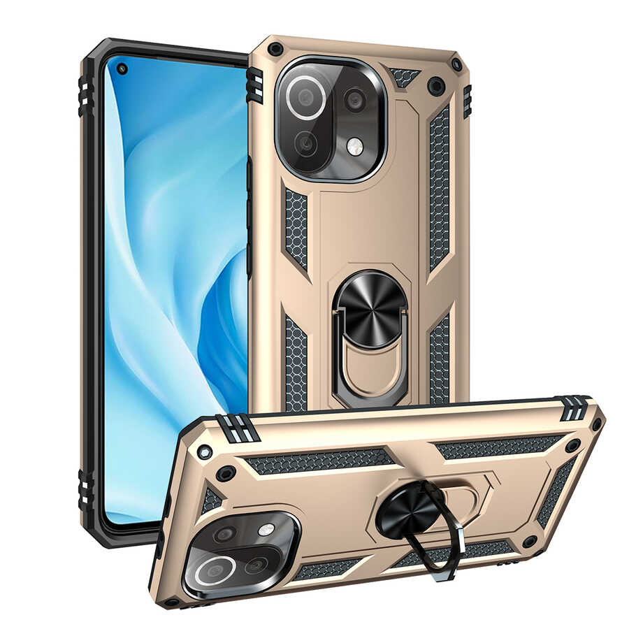 Xiaomi Uyumlu  Mi 11 Lite Kılıf Zore Vega Kapak-Gold