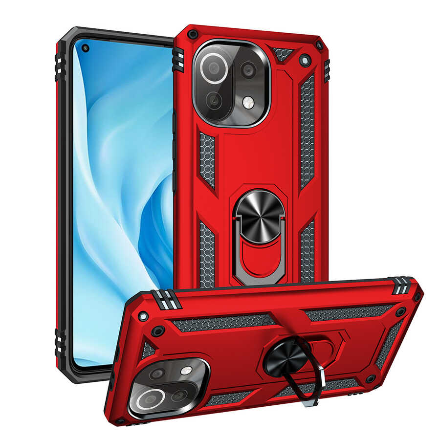 Xiaomi Uyumlu  Mi 11 Lite Kılıf Zore Vega Kapak-Kırmızı